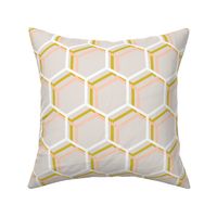 Honeycomb Large, Vintage Cotton Peach Gold White