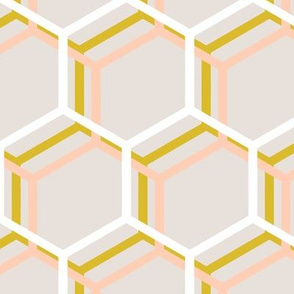 Honeycomb Large, Vintage Cotton Peach Gold White