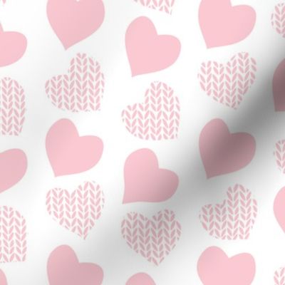 Wool hearts // white background pastel pink hearts