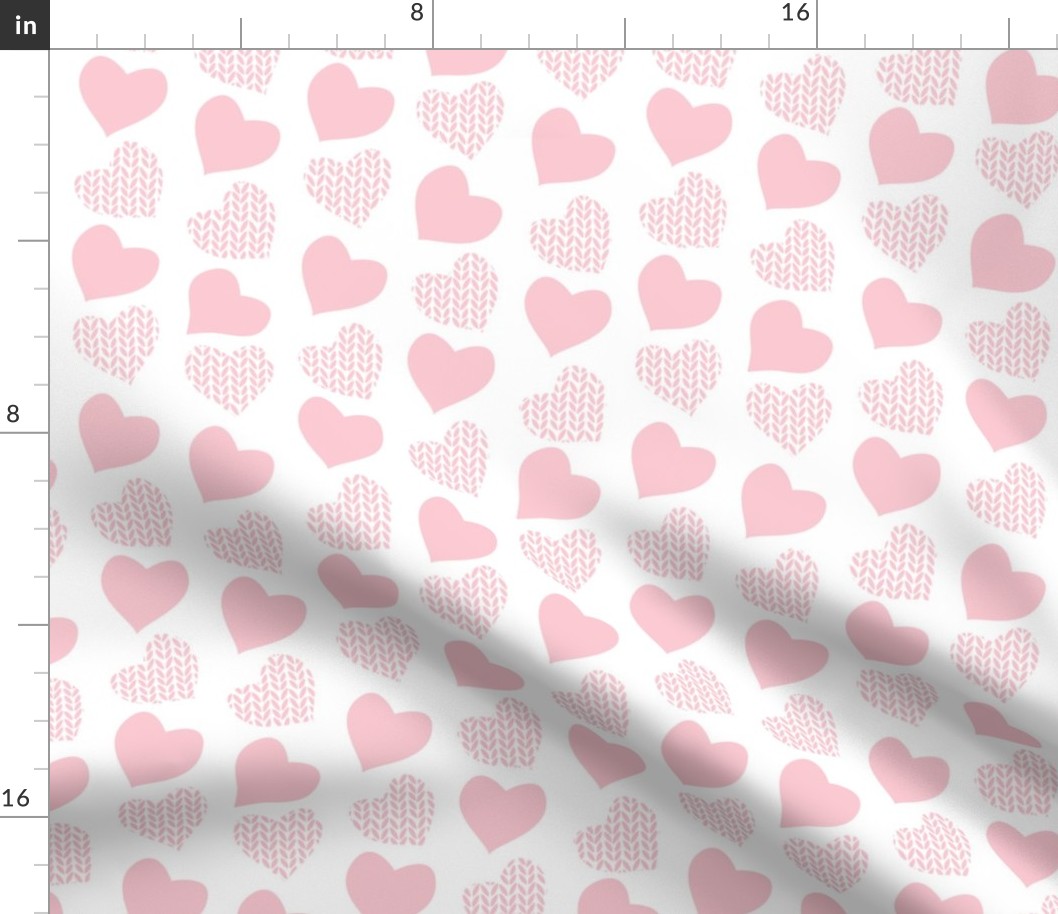 Wool hearts // white background pastel pink hearts
