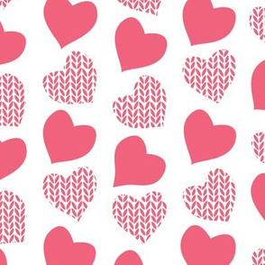 Wool hearts // white background pink hearts