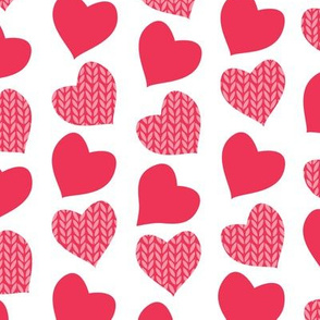 Wool hearts // white background pink & red hearts