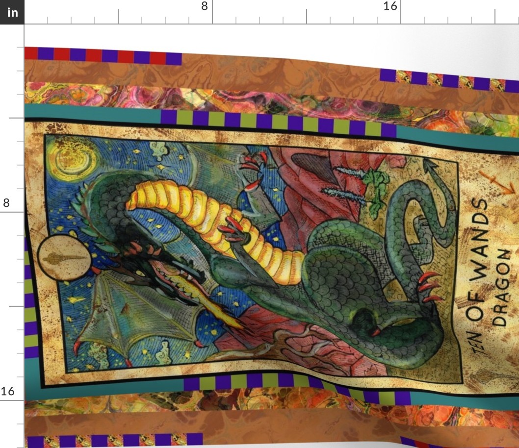 TEN OF WANDS DRAGON TAROT CARD PANELMINOR ARCANA HORIZONTAL BY FLOWERYHAT