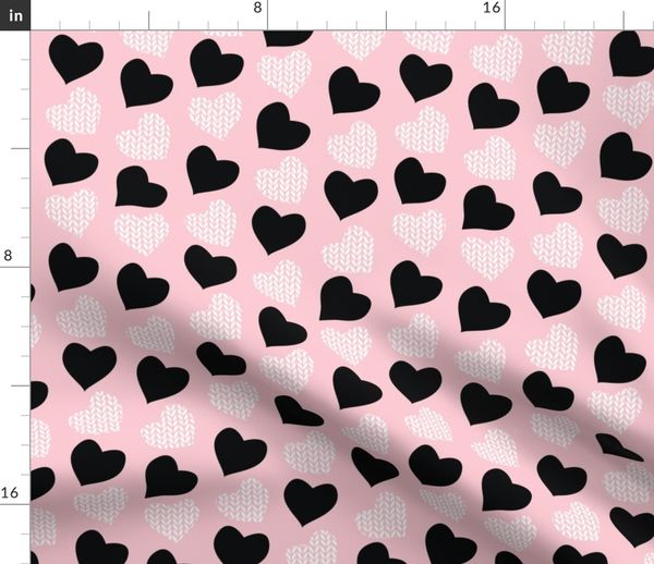 Wool Hearts Pastel Pink Background Bl Spoonflower
