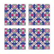 Spanish Tile Blue Rose White