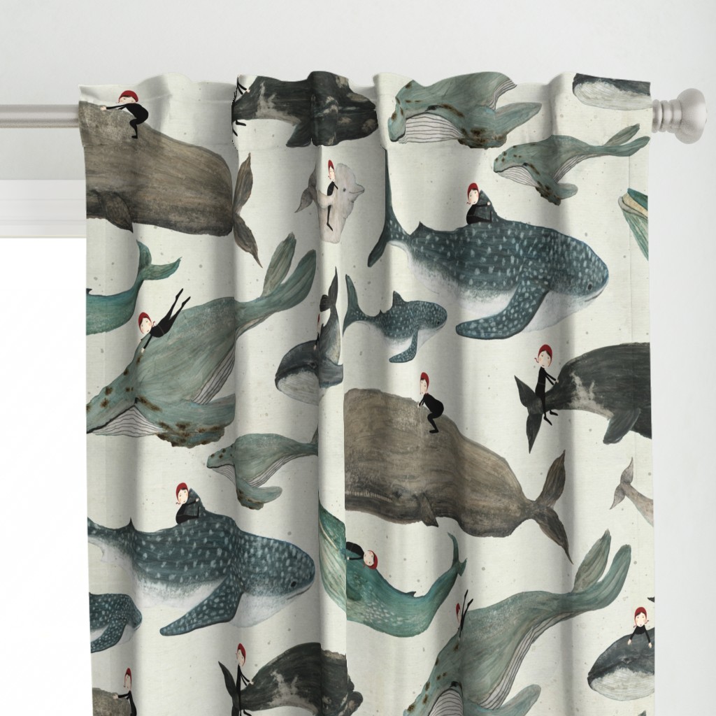 Tara the whale rider {large} Curtain Panel | Spoonflower