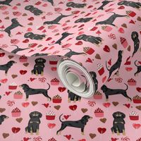 coonhound valentines love hearts cupcakes dog fabric pink