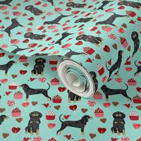 coonhound valentines love hearts cupcakes dog fabric turquoise