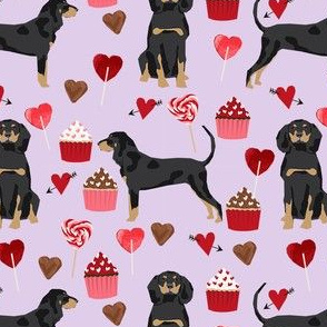 coonhound valentines love hearts cupcakes dog fabric purple