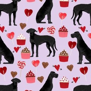 great dane black coat valentines love cupcakes hearts purple