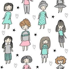 girls // people little girls fabric faces white bright