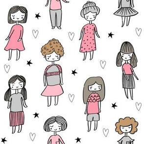 girls // people little girls fabric faces white pink