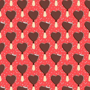 (small scale) heart shaped ice-cream - red with dots