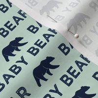 (small scale) baby bear - navy on mint