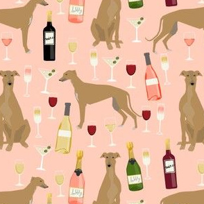 greyhound wine fabric - tan/fawn greyhound with wine - blush