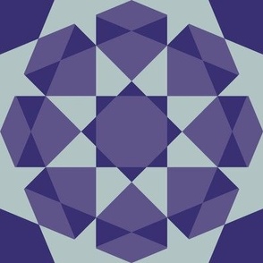 Eight pointed star - violet on dove grey - large scale