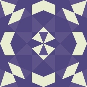 Eight pointed star - violet and cream  on purple - large scale