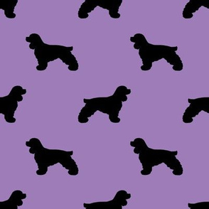 cocker spaniel silhouette fabric - dogs design  - lilac