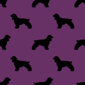 cocker spaniel silhouette fabric - dogs design  - purple