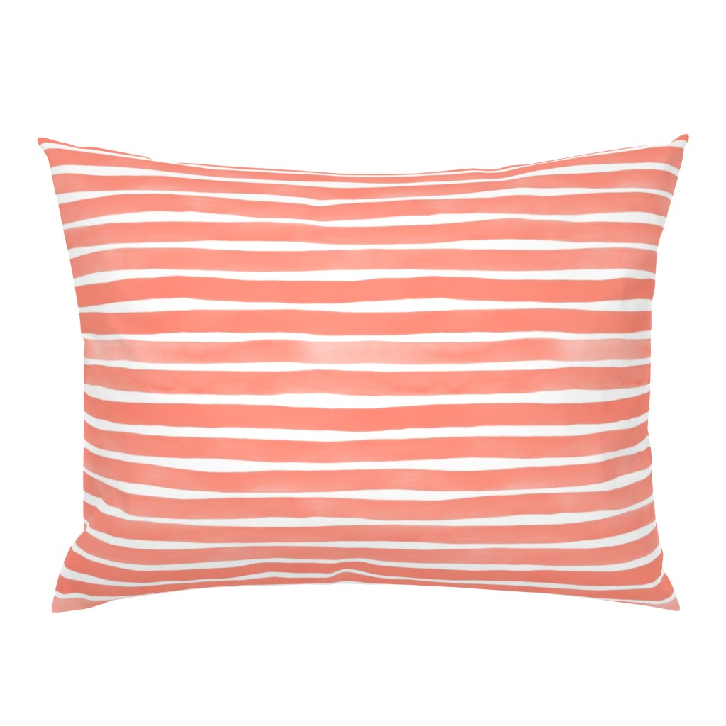Watercolor Stripes M+M Coral by Friztin