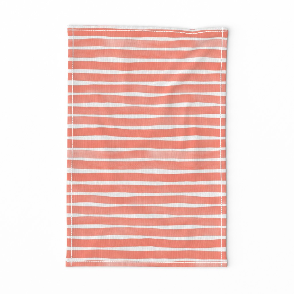 Watercolor Stripes M+M Coral by Friztin