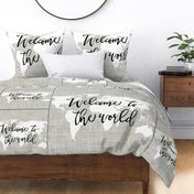 1 blanket + 2 loveys: Welcome To The World Linen Pantone 169-1