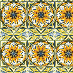 Summer  Flowers on the  Sunny Terrace Tiles - Medium Scale