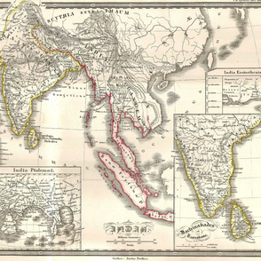 1855 Map of India & SE Asia (21"W)