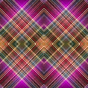 MUSIC DESERT DIAMOND diagonal PLAID FUSHIA SUNRISE