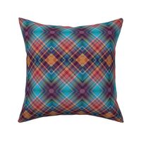 MUSIC DESERT DIAMOND PLAID diagonal  TURQUOISE INDIGO NIGHT