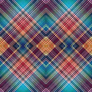 MUSIC DESERT DIAMOND PLAID diagonal  TURQUOISE INDIGO NIGHT