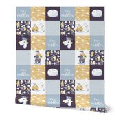 Arctic bear cuddler wholecloth quilt top III // violet beet grey yellow