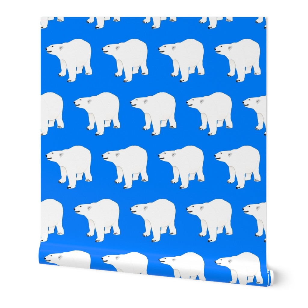 Growling Polar Bear in Blue