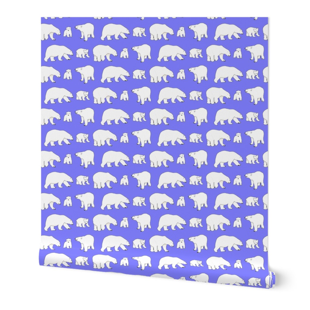 Line of Polar bears on purple