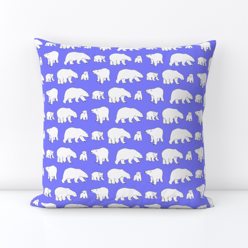 Line of Polar bears on purple