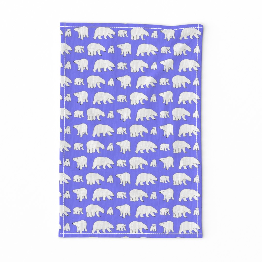 Line of Polar bears on purple