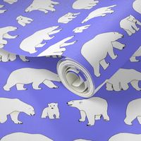 Line of Polar bears on purple