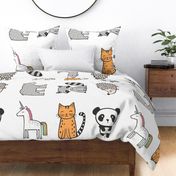 Cat, Panda,Bear,Raccoon, Hedgehog & Unicorn Pillow Plush Plushie Softie Cut & Sew
