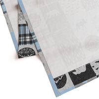 Fearfully and Wonderfully Made Patchwork Fabric || Blue & Grey