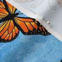 Butterfly Cascade on a light blue granite background