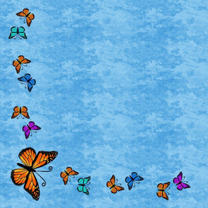 Butterfly Cascade on a light blue granite background