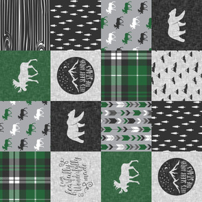 fearfully and wonderfully made quilt top green and grey-05