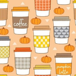 coffee cups and pumpkins