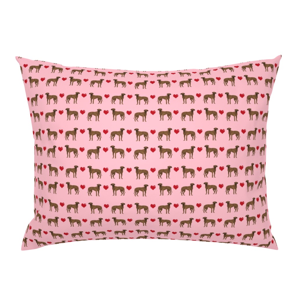great dane brindle love hearts dog fabric pink