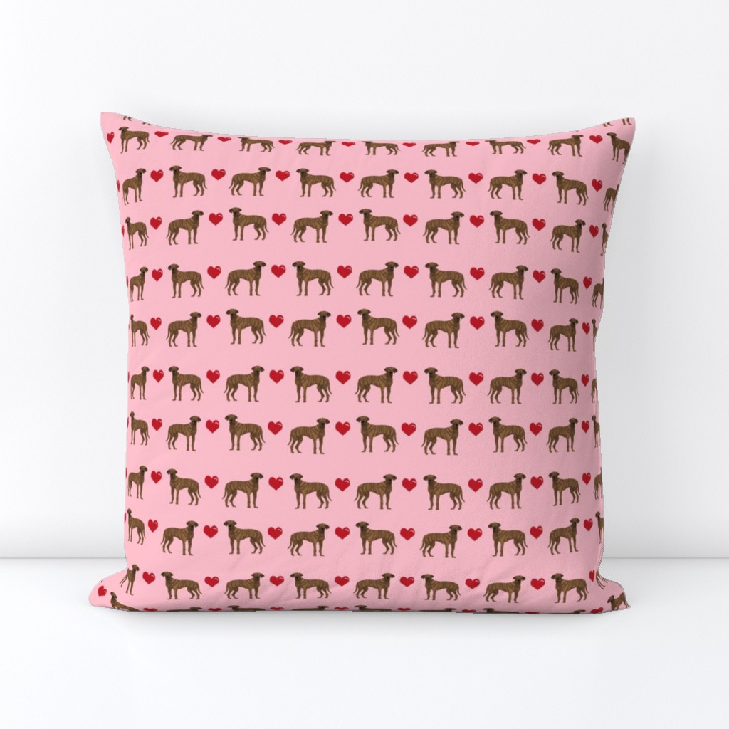 great dane brindle love hearts dog fabric pink