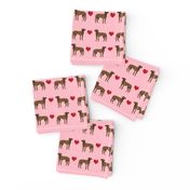 great dane brindle love hearts dog fabric pink