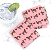 great dane brindle love hearts dog fabric pink