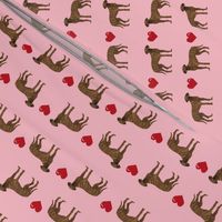 great dane brindle love hearts dog fabric pink