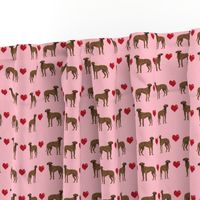 great dane brindle love hearts dog fabric pink