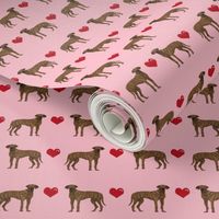 great dane brindle love hearts dog fabric pink